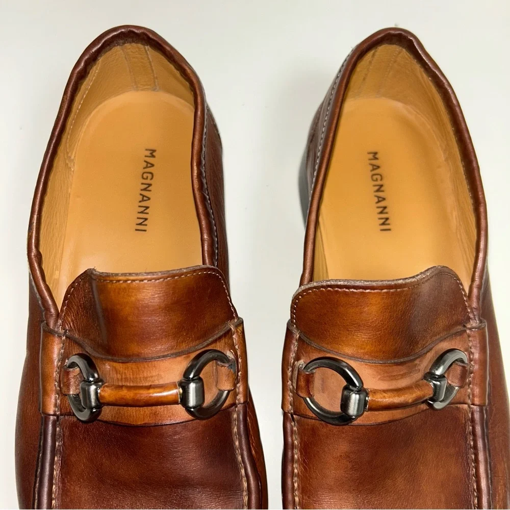 Magnanni Brown Leather Bit Loafers